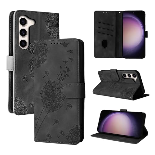 Rostsant Handyhülle für Samsung Galaxy S23 5G Löwenzahn PU Leder Samsung Galaxy S23 5G Flip Case Brieftasche Tasche Hülle Magnetisch Handyhülle für Samsung Galaxy S23 5G Schwarz von Rostsant