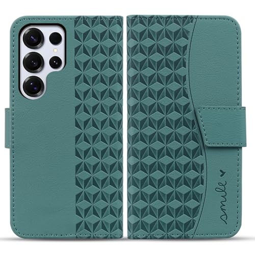 Rostsant Handyhülle für Samsung Galaxy S25 Ultra Hülle Premium PU Leder Schutzhülle Samsung Galaxy S25 Ultra Flip Case Brieftasche Kartenschlitz Hülle für Samsung Galaxy S25 Ultra Grün von Rostsant