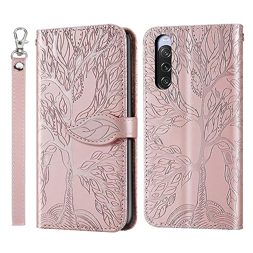 Rostsant Handyhülle für Sony Xperia 10 V Geprägter Baum PU Leder Klapphüllen Brieftasche Tasche Hülle für Sony Xperia 10 V 5G - Rosengold Rostsant Handyhülle für Sony Xperia 10 V Geprägter Baum PU Leder Klapphüllen Brieftasche Tasche Hülle für Sony Xperia 10 V 5G - Rosengold von Rostsant
