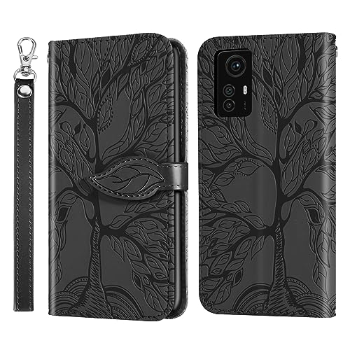Rostsant Handyhülle für Xaiomi Redmi Note 12S Geprägter Baum PU Leder Redmi Note 12S Klapp Hülle Brieftasche Tasche Hülle für Xiaomi Redmi Note 12S 4G - Schwarz von Rostsant