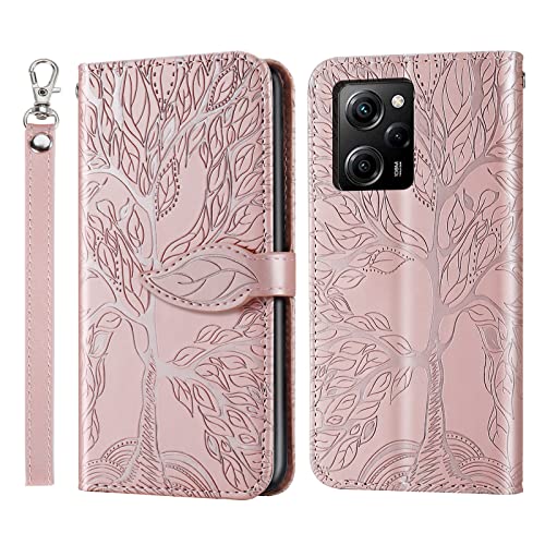 Rostsant Handyhülle für Xiaomi Poco X5 Pro/Redmi Note 12 Pro 5G Geprägter Baum PU Leder Klapphüllen Brieftasche Tasche Hülle für Xiaomi Redmi Note 12 Pro/Xiaomi Poco X5 Pro 5G - Rosengold Rostsant Handyhülle für Xiaomi Poco X5 Pro/Redmi Note 12 Pro 5G Geprägter Baum PU Leder Klapphüllen Brieftasche Tasche Hülle für Xiaomi Redmi Note 12 Pro/Xiaomi Poco X5 Pro 5G - Rosengold von Rostsant