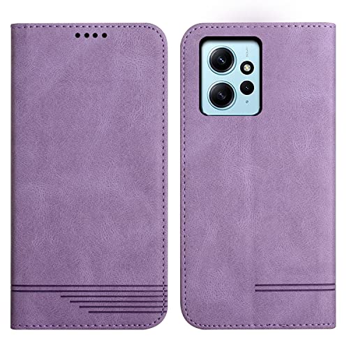 Rostsant Handyhülle für Xiaomi Redmi Note 12 4G PU Leder Brieftasche Redmi Note 12 4G Schutzhülle Case Ständer Magnetisch Klapp Hülle für Xiaomi Redmi Note 12 4G - Violett von Rostsant