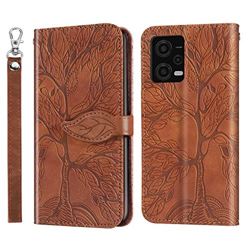 Rostsant Handyhülle für Xiaomi Redmi Note 12 5G / Poco X5 5G Geprägter Baum PU Leder Redmi Note 12 5G Klapphüllen Brieftasche Tasche Hülle für Xiaomi Redmi Note 12 5G / Xiaomi Poco X5 5G - Braun von Rostsant