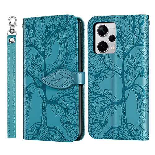 Rostsant Handyhülle für Xiaomi Redmi Note 12 Pro+ 5G Geprägter Baum PU Leder Redmi Note 12 Pro+ 5G Klapphüllen Brieftasche Tasche Hülle für Xiaomi Redmi Note 12 Pro+ 5G - Blau von Rostsant