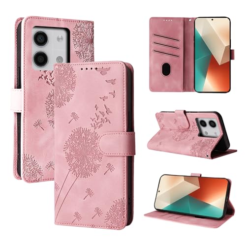 Rostsant Handyhülle für Xiaomi Redmi Note 13 5G Löwenzahn PU Leder Xiaomi Redmi Note 13 5G Flip Case Brieftasche Tasche Hülle Magnetisch Handyhülle für Xiaomi Redmi Note 13 5G Roségold von Rostsant