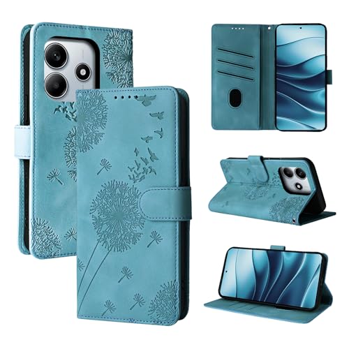 Rostsant Handyhülle für Xiaomi Redmi Note 14 5G - Löwenzahn PU Leder Flip Case Brieftasche Tasche Hülle Magnetisch - Blau von Rostsant