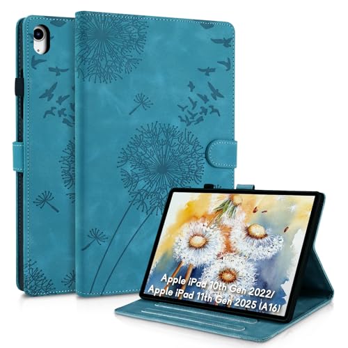 Rostsant ipad 10 Generation hülle 2022 10,9 Zoll/iPad 11 (A16) 2025 Löwenzahn PU Leder ipad hülle 10. Generation Brieftasche Tasche Schutzhülle Magnetisch Schutzhülle für iPad 2022 Blau von Rostsant