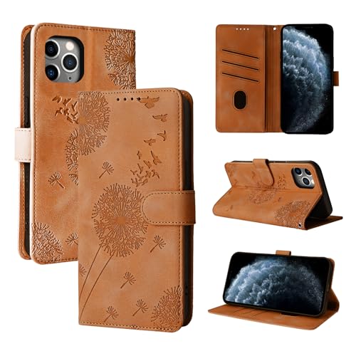 Rostsant Handyhülle für iPhone 11 Pro Löwenzahn PU Leder iPhone 11 Pro Flip Case Brieftasche Tasche Hülle Magnetisch Handyhülle für iPhone 11 Pro Braun von Rostsant