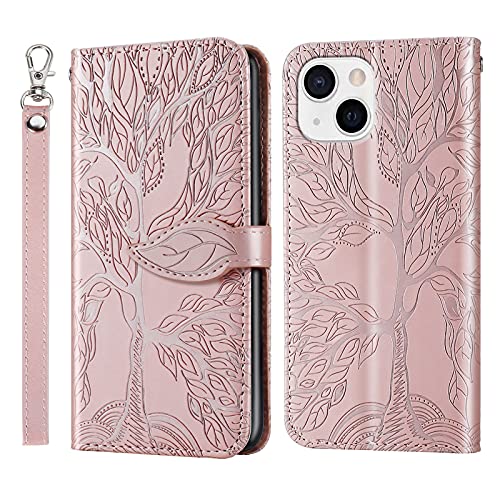 Rostsant Handyhülle für iPhone 13 Geprägter Baum PU Leder Hülle Brieftasche Tasche Hülle für iPhone 13 - Rosengold Rostsant Handyhülle für iPhone 13 Geprägter Baum PU Leder Hülle Brieftasche Tasche Hülle für iPhone 13 - Rosengold von Rostsant