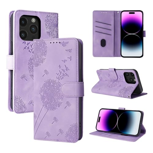 Rostsant Handyhülle für iPhone 14 Pro Max 6.7 Zoll Löwenzahn PU Leder iPhone 14 Pro Max 6.7 Flip Case Brieftasche Tasche Hülle Magnetisch Handyhülle für iPhone 14 Pro Max 6.7 Zoll Violett von Rostsant