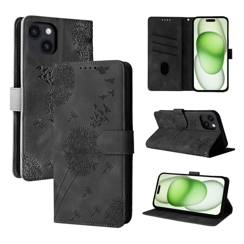 Rostsant Handyhülle für iPhone 15 Plus Löwenzahn PU Leder iPhone 15 Plus Flip Case Brieftasche Tasche Hülle Magnetisch Handyhülle für iPhone 15 Plus Schwarz Rostsant Handyhülle für iPhone 15 Plus Löwenzahn PU Leder iPhone 15 Plus Flip Case Brieftasche Tasche Hülle Magnetisch Handyhülle für iPhone 15 Plus Schwarz von Rostsant