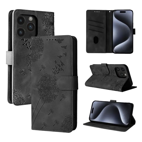 Rostsant Flip Case Brieftasche Tasche Handyhülle für iPhone 15 Pro 6.1 Zoll Schwarz Magnetisch Ständer Löwenzahn PU Leder Rostsant Flip Case Brieftasche Tasche Handyhülle für iPhone 15 Pro 6.1 Zoll Schwarz Magnetisch Ständer Löwenzahn PU Leder von Rostsant