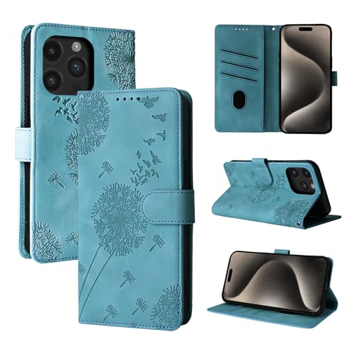 Rostsant Handyhülle für iPhone 15 Pro Max 6.7 Zoll - Löwenzahn PU Leder Flip Case Brieftasche Tasche Hülle Magnetisch - Blau Rostsant Handyhülle für iPhone 15 Pro Max 6.7 Zoll - Löwenzahn PU Leder Flip Case Brieftasche Tasche Hülle Magnetisch - Blau von Rostsant