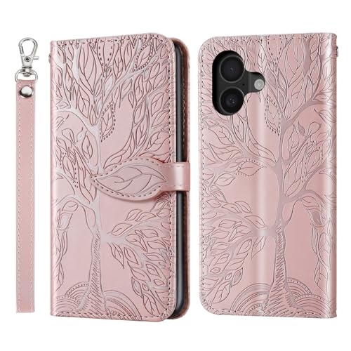Rostsant Handyhülle für iPhone 16 Geprägter Baum PU Leder iPhone 16 Flip Case Brieftasche Tasche Hülle für iPhone 16 Rosengold Rostsant Handyhülle für iPhone 16 Geprägter Baum PU Leder iPhone 16 Flip Case Brieftasche Tasche Hülle für iPhone 16 Rosengold von Rostsant