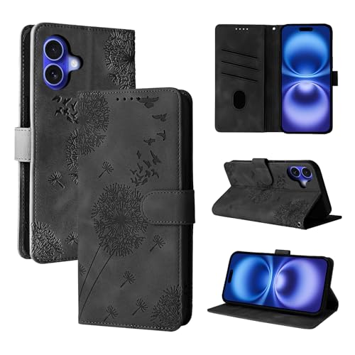 Rostsant Handyhülle für iPhone 16 Plus Löwenzahn PU Leder iPhone 16 Plus Flip Case Brieftasche Tasche Hülle Magnetisch Handyhülle für iPhone 16 Plus Schwarz Rostsant Handyhülle für iPhone 16 Plus Löwenzahn PU Leder iPhone 16 Plus Flip Case Brieftasche Tasche Hülle Magnetisch Handyhülle für iPhone 16 Plus Schwarz von Rostsant