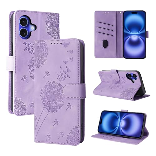 Rostsant Handyhülle für iPhone 16 Plus - Löwenzahn PU Leder Flip Case Brieftasche Tasche Hülle Magnetisch - Violett Rostsant Handyhülle für iPhone 16 Plus - Löwenzahn PU Leder Flip Case Brieftasche Tasche Hülle Magnetisch - Violett von Rostsant