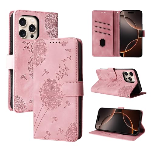 Rostsant Handyhülle für iPhone 16 Pro Max - Löwenzahn PU Leder Flip Case Brieftasche Tasche Hülle Magnetisch - Roségold Rostsant Handyhülle für iPhone 16 Pro Max - Löwenzahn PU Leder Flip Case Brieftasche Tasche Hülle Magnetisch - Roségold von Rostsant