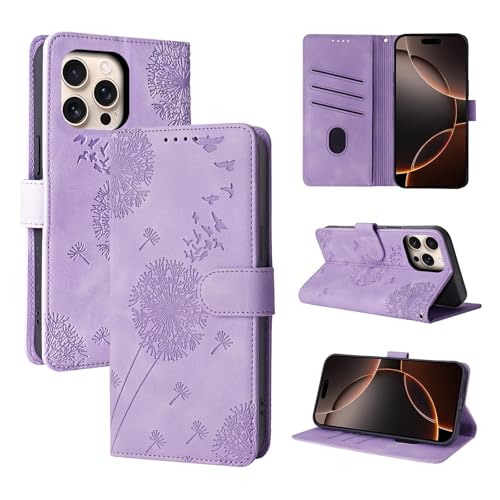 Rostsant Handyhülle für iPhone 16 Pro Max - Löwenzahn PU Leder Flip Case Brieftasche Tasche mit Magnetverschluss - Violett Rostsant Handyhülle für iPhone 16 Pro Max - Löwenzahn PU Leder Flip Case Brieftasche Tasche mit Magnetverschluss - Violett von Rostsant