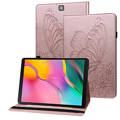 Rostsant Hülle Samsung Tab S2 9.7 Zoll PU Leder Schutzhülle Geprägter Schmetterling Brieftasche Etui mit Stifthalter Tablet Hülle für Samsung Galaxy Tab S2 9.7" SM-T810/T815/T815/T819 - Roségold von Rostsant