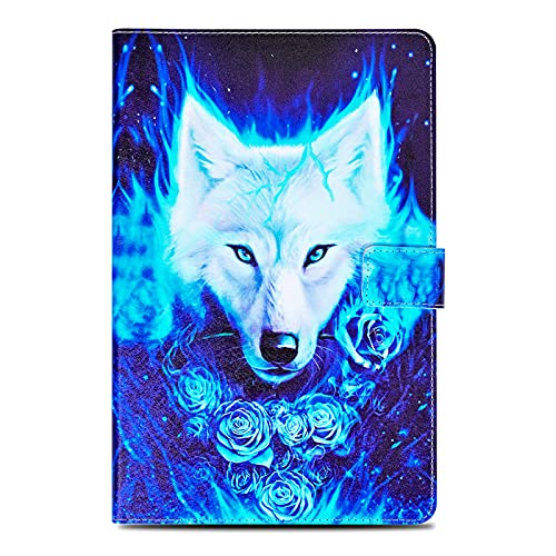 Rostsant Hülle für Galaxy Tab A8 2019 TPU+PU Leder Flip Case Cover mit Standfunktion Tablet Schutzhülle für Samsung Galaxy Tab A 8.0 Zoll 2019 SM-T290/SM-T295 - Weißer Wolf von Rostsant