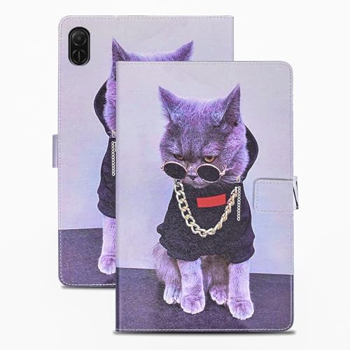 Rostsant Hülle für Honor Pad X8a 11 Zoll PU Leder Hülle Magnetischer Ständer Honor Pad X8a Wallet Tablet Schutzhülle mit Ständer Funktion für Honor Pad X8a 11 Zoll Grausame Katze von Rostsant