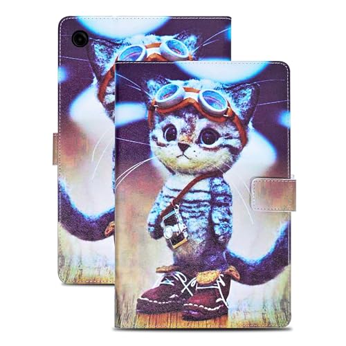 Rostsant Hülle für Samsung Galaxy Tab A9 8.7 Zoll 2023 PU Leder Hülle Magnetischer Ständer Samsung Galaxy Tab A9 Wallet Tablet Schutzhülle mit Ständer Funktion für SM-X110/X115/X117 Abenteuerkatze Rostsant Hülle für Samsung Galaxy Tab A9 8.7 Zoll 2023 PU Leder Hülle Magnetischer Ständer Samsung Galaxy Tab A9 Wallet Tablet Schutzhülle mit Ständer Funktion für SM-X110/X115/X117 Abenteuerkatze von Rostsant