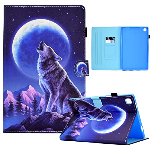 Rostsant Hülle für Samsung Tab A 2019 10.1" Brieftasche Magnetisch Klapp Schutzhülle mit Standfunktion für Samsung Galaxy Tab A 10.1 Zoll 2019 SM-T510 / SM-T515 Wolf von Rostsant