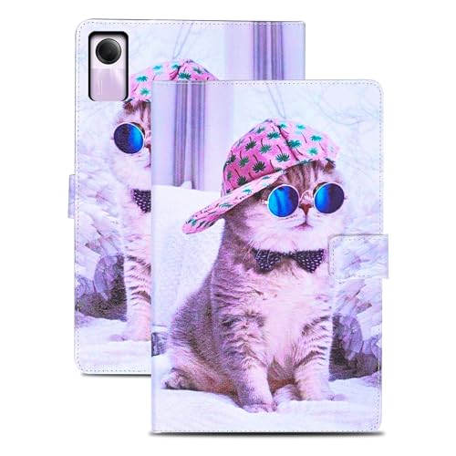 Rostsant Hülle für Xiaomi Redmi Pad SE PU Leder Hülle Magnetischer Ständer Redmi Pad SE 11 Zoll 2023 Wallet Tablet Schutzhülle mit Ständer Funktion für Redmi Pad SE 11 Zoll 2023 Hut Katze von Rostsant