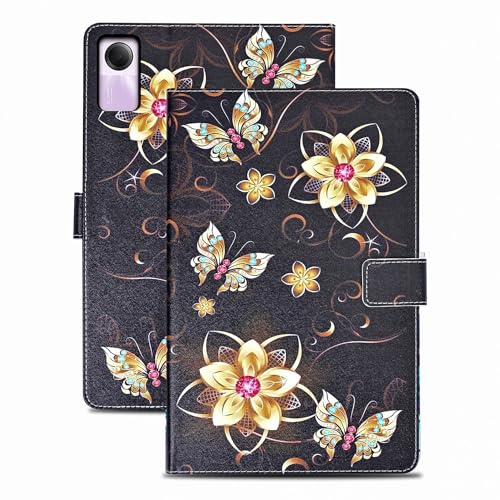 Rostsant Hülle für Xiaomi Redmi Pad SE - PU Leder Magnetischer Ständer Wallet Tablet Schutzhülle 11 Zoll 2023 Mit Ständer Funktion - Schmetterling von Rostsant
