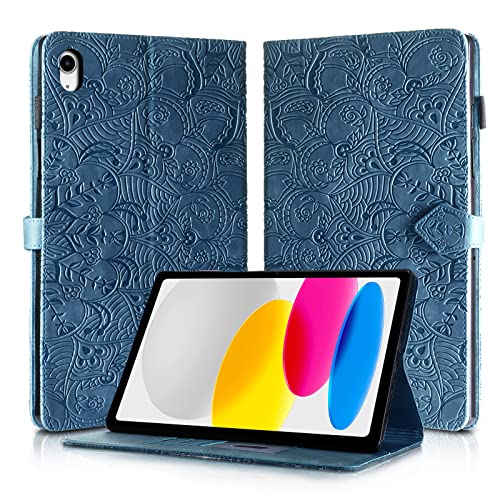 Rostsant Hülle für iPad 10. Generation PU Leder Brieftasche Case Magnetisch Stand Tablet Schutzhülle für iPad 10.9 Zoll 2022 Gen 10 A2757 - Blau von Rostsant