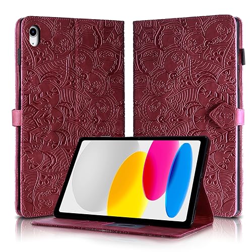 Rostsant Hülle für iPad 10. Generation PU Leder Brieftasche Case Magnetisch Stand Tablet Schutzhülle für iPad 10.9 Zoll 2022 Gen 10 A2757/iPad 11 (A16) 2025 Rot von Rostsant