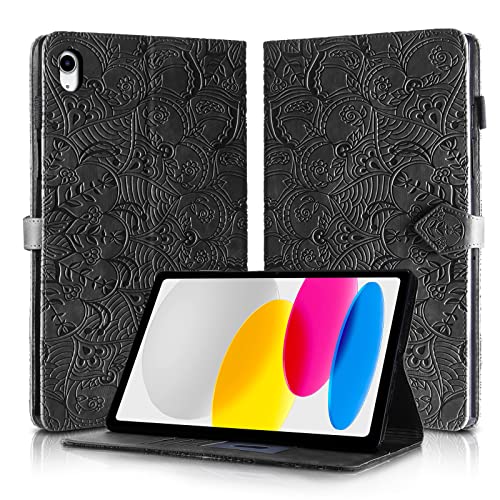 Rostsant Hülle für iPad 10. Generation PU Leder Brieftasche Case Magnetisch Stand Tablet Schutzhülle für iPad 10.9 Zoll 2022 Gen 10 A2757/iPad 11 (A16) 2025 Schwarz von Rostsant