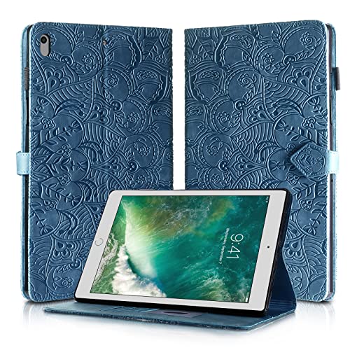 Rostsant Hülle für iPad 6./5. Generation, iPad Air 2/Air 1, iPad Pro 9.7" PU Leather Brieftasche Case Magnetisch Stand Schutzhülle für iPad Air 2, iPad Air 1, iPad 2018/2017, iPad Pro 9.7" - Blau von Rostsant