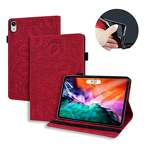 Rostsant Hülle für iPad Mini 2021 PU Leather Case Geprägtes Madala Brieftasche Etui mit Kartenschlitz und Stifthalter Tablet Schutzhülle für iPad Mini 6. Generation 8.3 Zoll 2021 - Rot von Rostsant