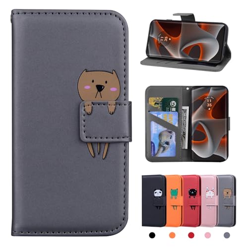 Rostsant Motorola Edge 50 Pro Hülle PU Leder Brieftasche Motorola Edge 50 Pro Schutzhülle Stehfunktion Magnetic Closure Handyhülle für Motorola Edge 50 Pro Graubär von Rostsant