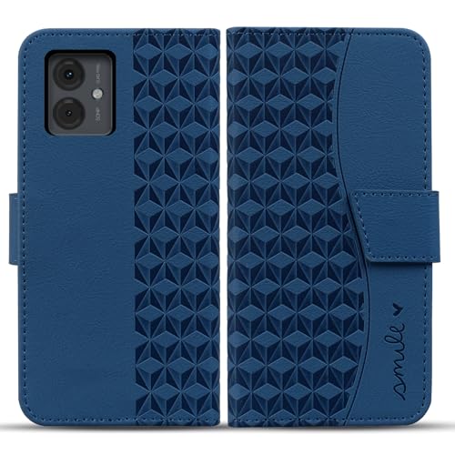 Rostsant Motorola Moto G14 Handyhülle Premium PU Leder Schutzhülle Flip Case Brieftasche Kartenschlitz Hülle Rundumschutz für Motorola Moto G14 Blau von Rostsant