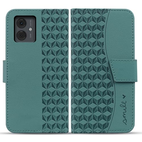 Rostsant Motorola Moto G14 Handyhülle Premium PU Leder Schutzhülle Flip Case Brieftasche Kartenschlitz Hülle Rundumschutz für Motorola Moto G14 Grün von Rostsant