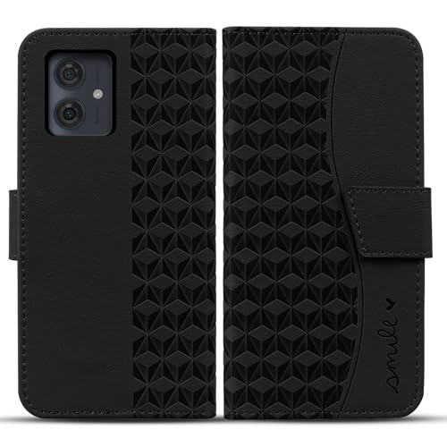 Rostsant Motorola Moto G54 5G Handyhülle Premium PU Leder Schutzhülle Flip Case Brieftasche Kartenschlitz Hülle Rundumschutz für Motorola Moto G54 5G Schwarz von Rostsant