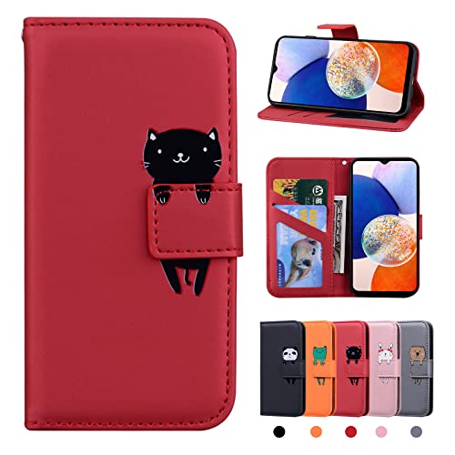 Rostsant Samsung Galax A14 5G / 4G Hülle PU Leder Brieftasche Samsung A14 Schutzhülle Stehfunktion Magnetic Closure Handyhülle für Samsung Galaxy A14 4G / 5G - Rote Katze Rostsant Samsung Galax A14 5G / 4G Hülle PU Leder Brieftasche Samsung A14 Schutzhülle Stehfunktion Magnetic Closure Handyhülle für Samsung Galaxy A14 4G / 5G - Rote Katze von Rostsant