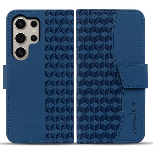 Rostsant Samsung Galaxy S24 Ultra Handyhülle Premium PU Leder Schutzhülle Flip Case Brieftasche Kartenschlitz Hülle Rundumschutz für Samsung Galaxy S24 Ultra Blau von Rostsant