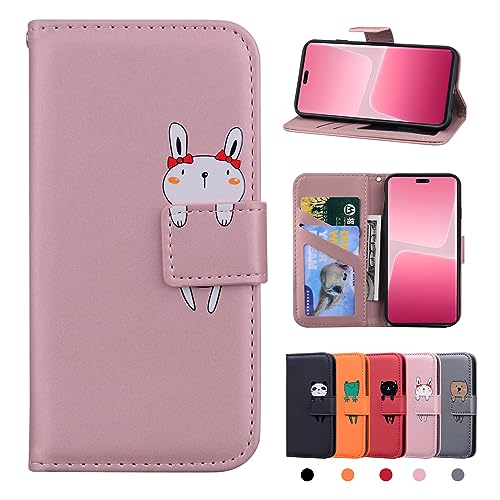 Rostsant Xiaomi 13 Lite 5G Hülle PU Leder Brieftasche Xiaomi 13 Lite 5G Schutzhülle Stehfunktion Magnetic Closure Handyhülle für Xiaomi 13 Lite 5G - Rosa Hase von Rostsant