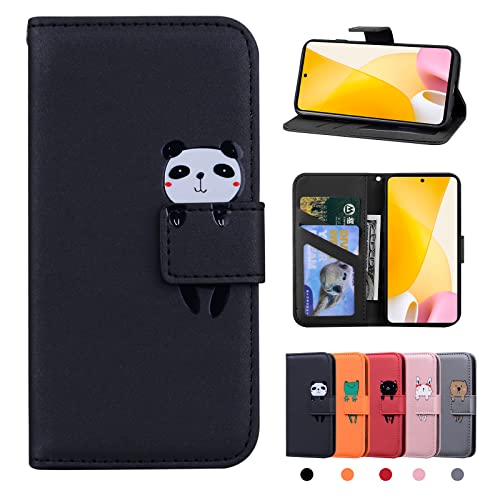 Rostsant Xiaomi Mi 12 Lite Hülle PU Leder Brieftasche Case Stehfunktion Magnetic Closure Handyhülle für Xiaomi Mi 12 Lite 5G - Schwarzer Panda von Rostsant