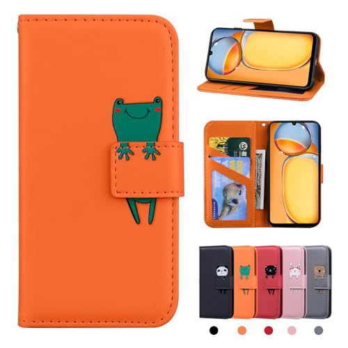 Rostsant Xiaomi Redmi 13C/Redmi 13 C/Poco C65 Hülle PU Leder Brieftasche Xiaomi Redmi 13C/Redmi 13 C/Poco C65 Schutzhülle Stehfunktion Magnetic Closure Handyhülle für Redmi 13C Oranger Frosch von Rostsant