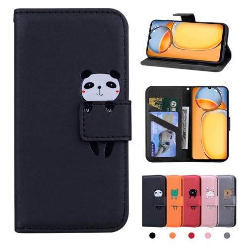 Rostsant Xiaomi Redmi 13C/Redmi 13 C/Poco C65 Hülle PU Leder Brieftasche Xiaomi Redmi 13C/Redmi 13 C/Poco C65 Schutzhülle Stehfunktion Magnetic Closure Handyhülle für Redmi 13C Schwarzer Panda von Rostsant