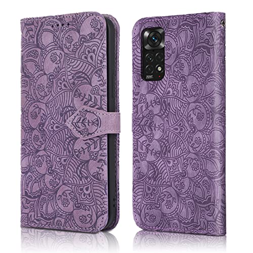 Rostsant Xiaomi Redmi Note 11 4G / Redmi Note 11S Handyhülle Geprägtes Mandala PU Leder Schutzhülle Magnetisch Brieftasche Klapp Hülle für Xiaomi Redmi Note 11S / Redmi Note 11 4G - Violett von Rostsant