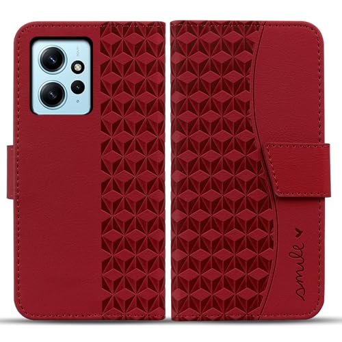 Rostsant Xiaomi Redmi Note 12 4G Handyhülle Premium Lederhülle Schutzhülle Flip Case Brieftasche Kartenschlitz Hülle für Xiaomi Redmi Note 12 4G Tasche Rot von Rostsant