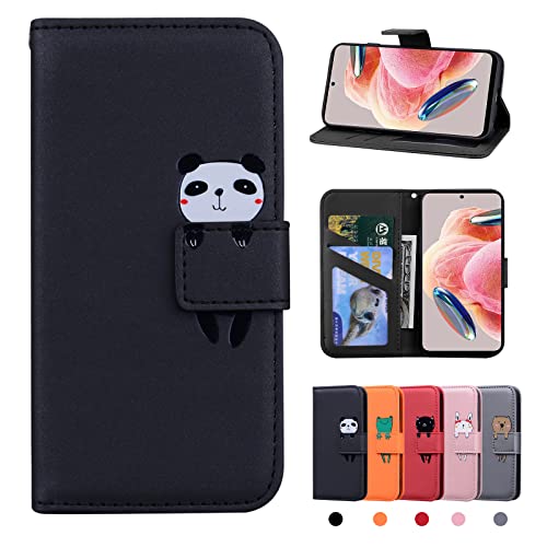 Rostsant Xiaomi Redmi Note 12 4G Hülle PU Leder Brieftasche Redmi Note 12 4G Schutzhülle Stehfunktion Magnetic Closure Handyhülle für Xiaomi Redmi Note 12 4G - Schwarzer Panda von Rostsant