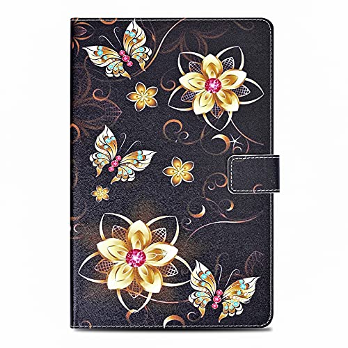 Rostsant iPad 9.7 Zoll 2017/2018 Hülle, iPad Air 2/iPad Air 1 PU Leder Case Folio Etui Brieftasche Tasche Schutzhülle für iPad 5 Generation/iPad 6 Generation/iPad Air/iPad Air 2 Gold Schmetterling von Rostsant