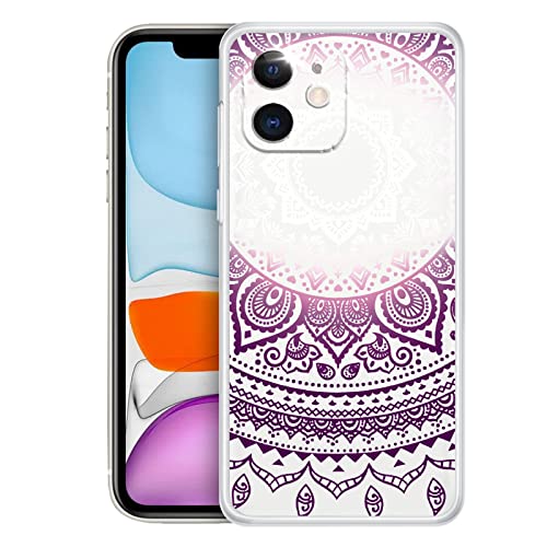 Rostsant iPhone 11 Hülle Klare Silikon mit Motiv Crystal Clear TPU Schutzhülle iPhone 11 Transparentes Handyhülle für iPhone 11 6.1" - Purple Mandala von Rostsant