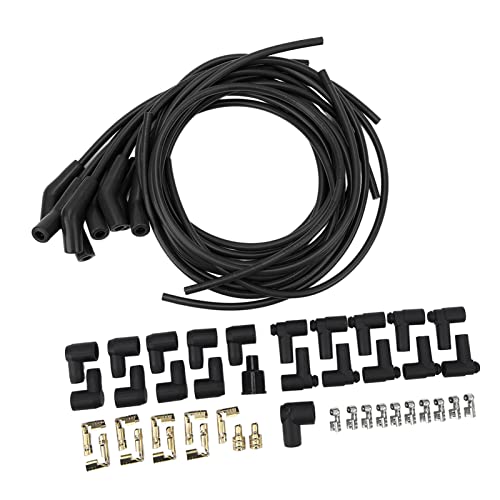 Rosvola Zündkabel-Set Zündkerze, 45 ° 135 °, Starterset, stabile Leistung, hohe Effizienz für Rennwagen (schwarz) von Rosvola